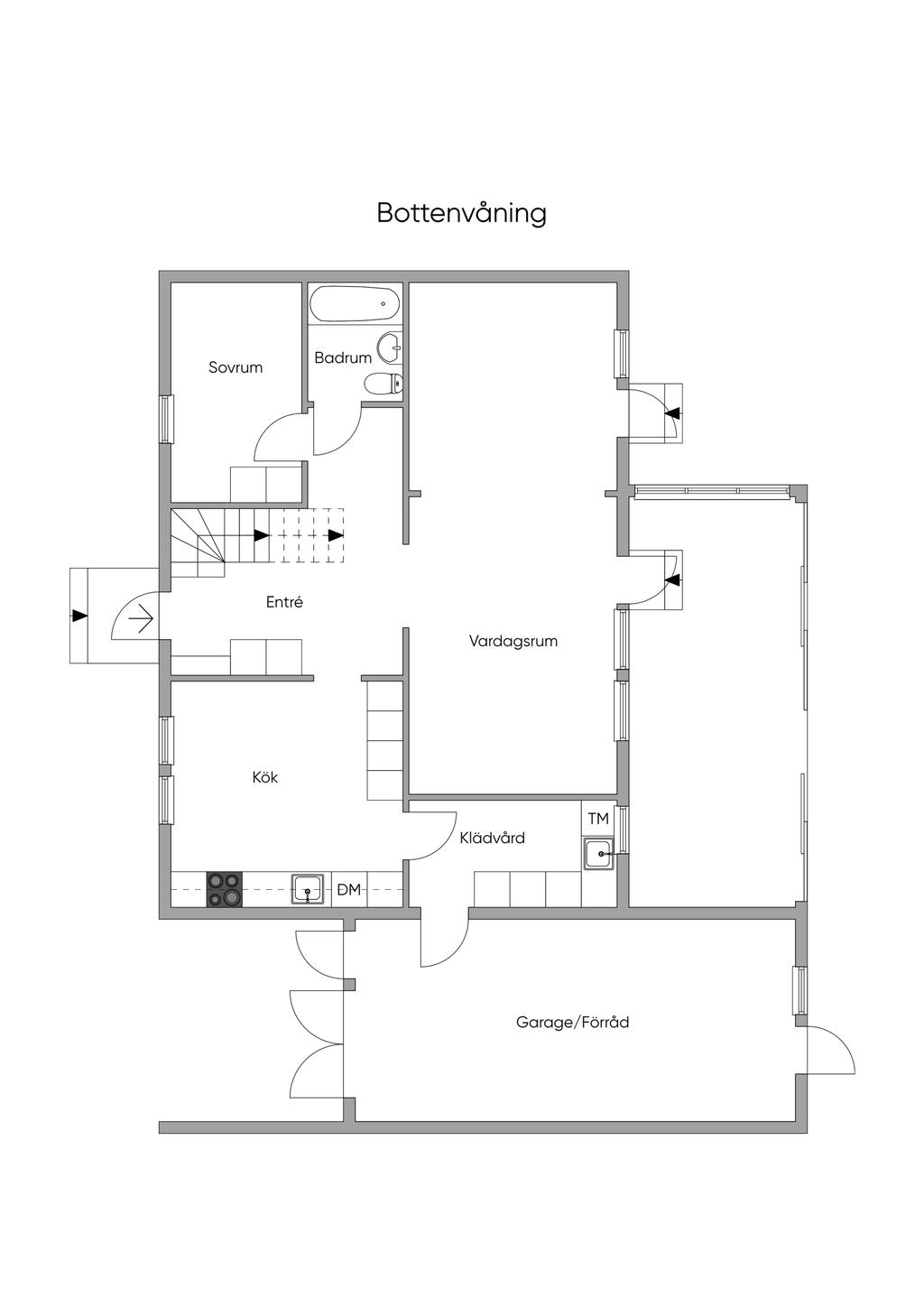 Planlösning bottenvåning 2D