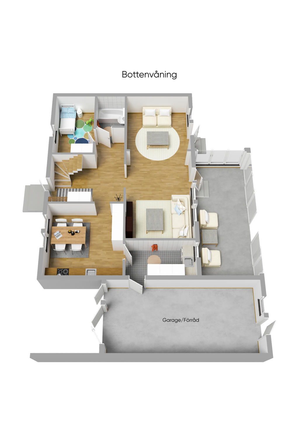 Planlösning bottenvåning 3D
