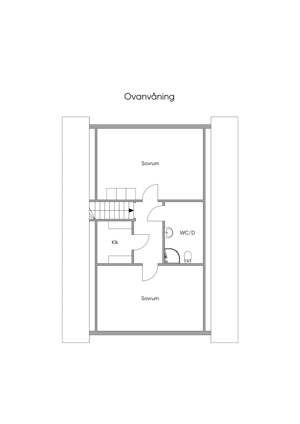Planlösning ovanvåning 2D