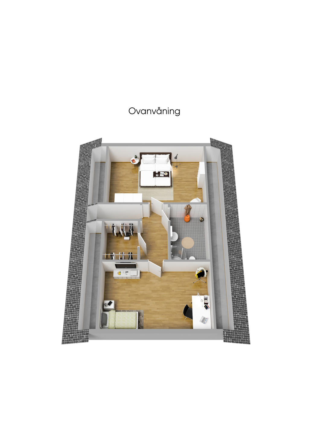 Planlösning ovanvåning 3D