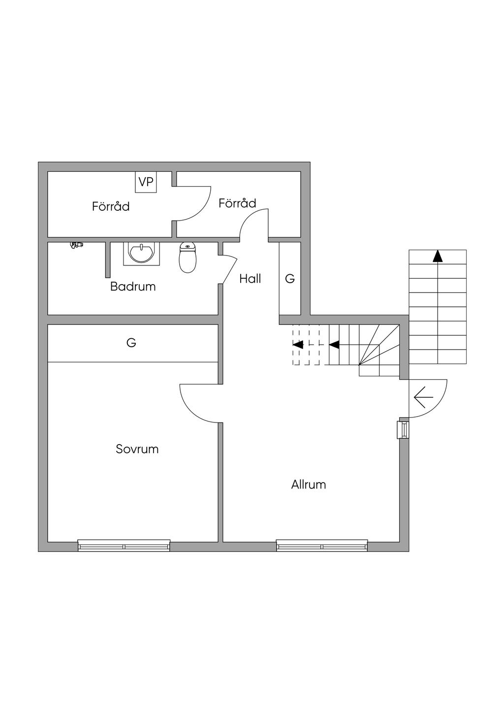 Planlösning souterrängplan