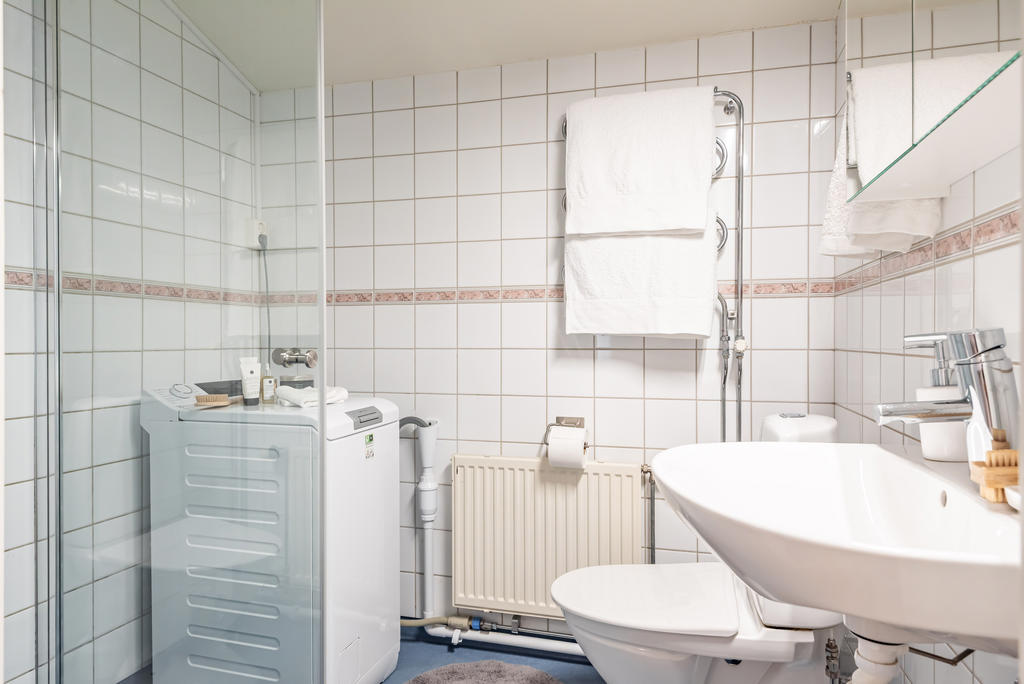 Badrum med dusch och tvättmaskin!