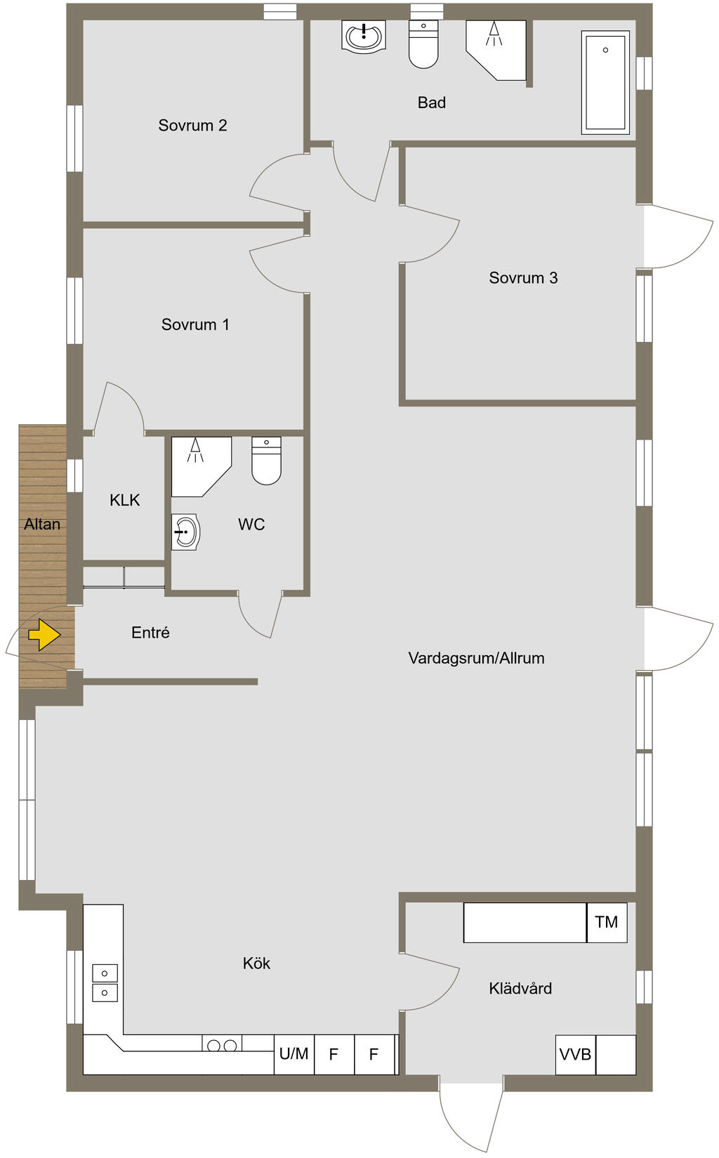 Planlösning 1-planshus