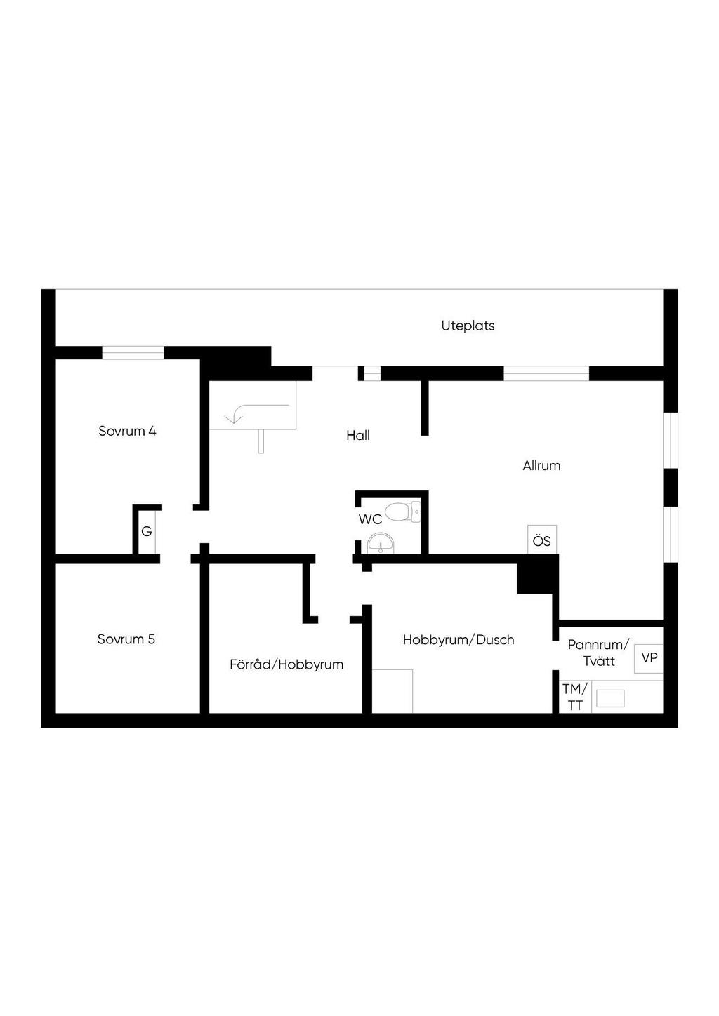 Souterrängplan/entréplan