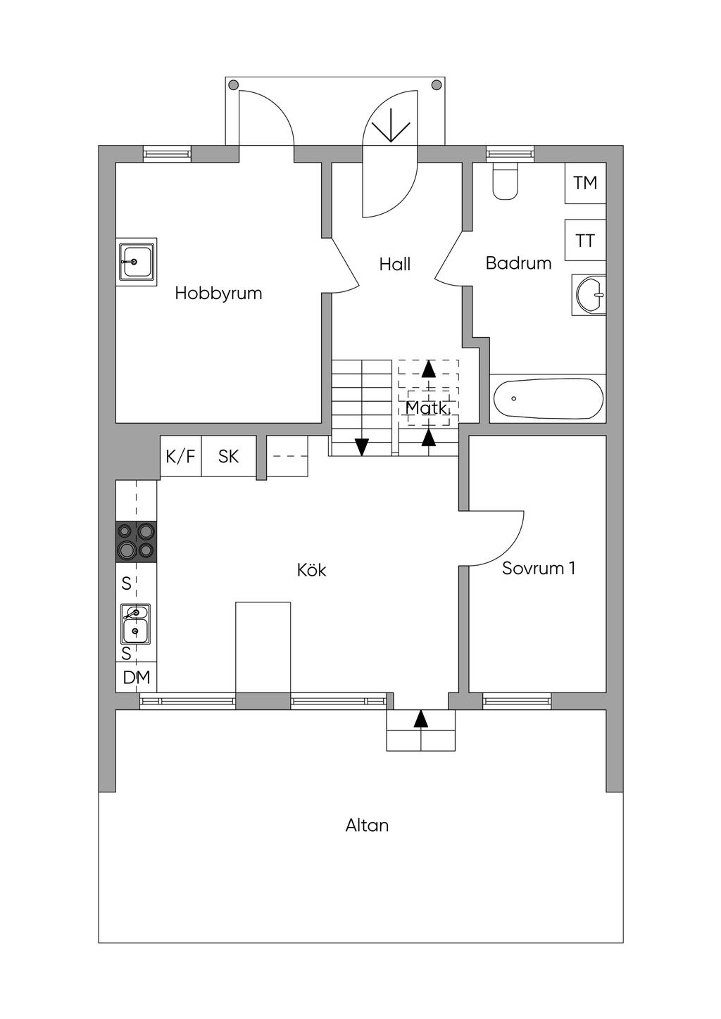 Entréplan och plan 2, skiss