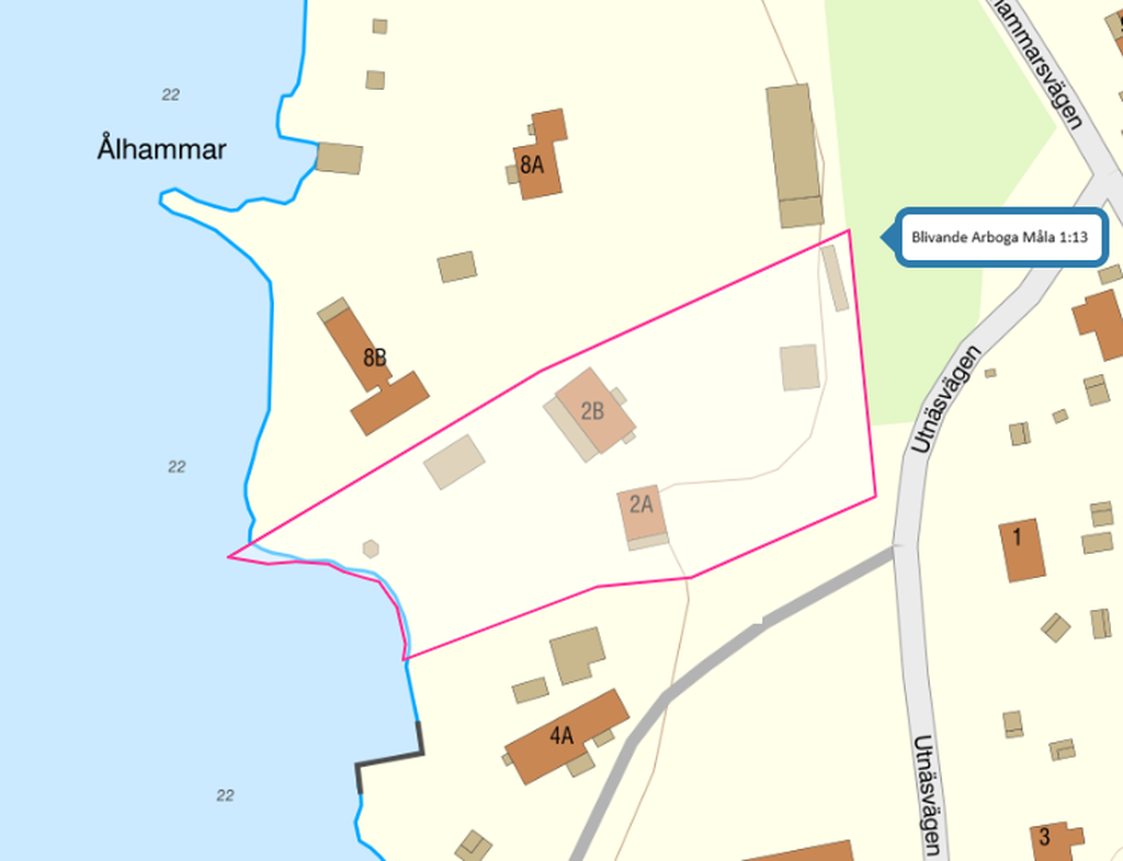 Fastighetskarta Blivande fastighet Arboga Måla 1:13. Mindre avvikelser kan förekomma. 