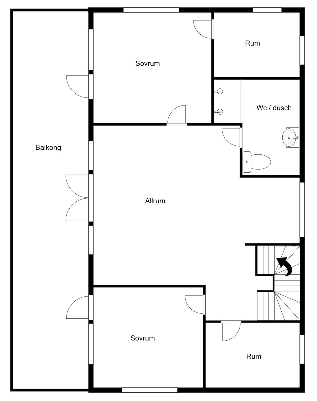 Planlösning övre plan 