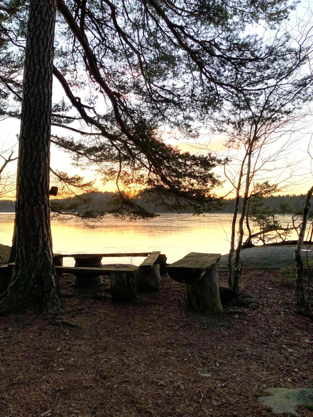 Säljarens egna bild på skymning vid sjön