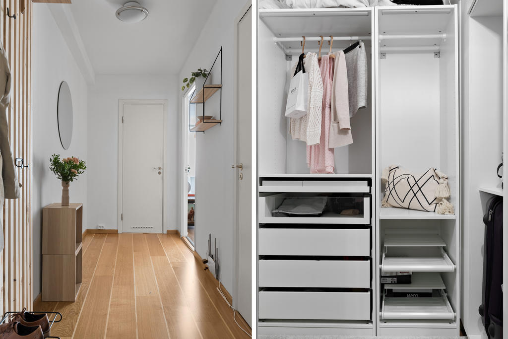Hall med tillhörande walk-in closet!