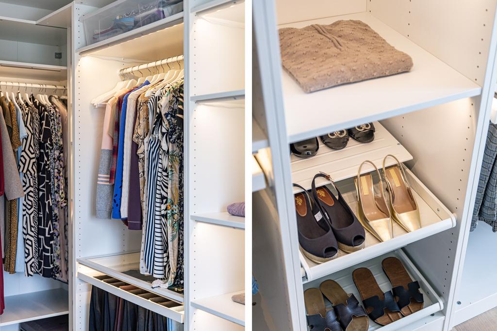Smart kläd- och skoförvarings möjligheter  i överskådlig struktur.