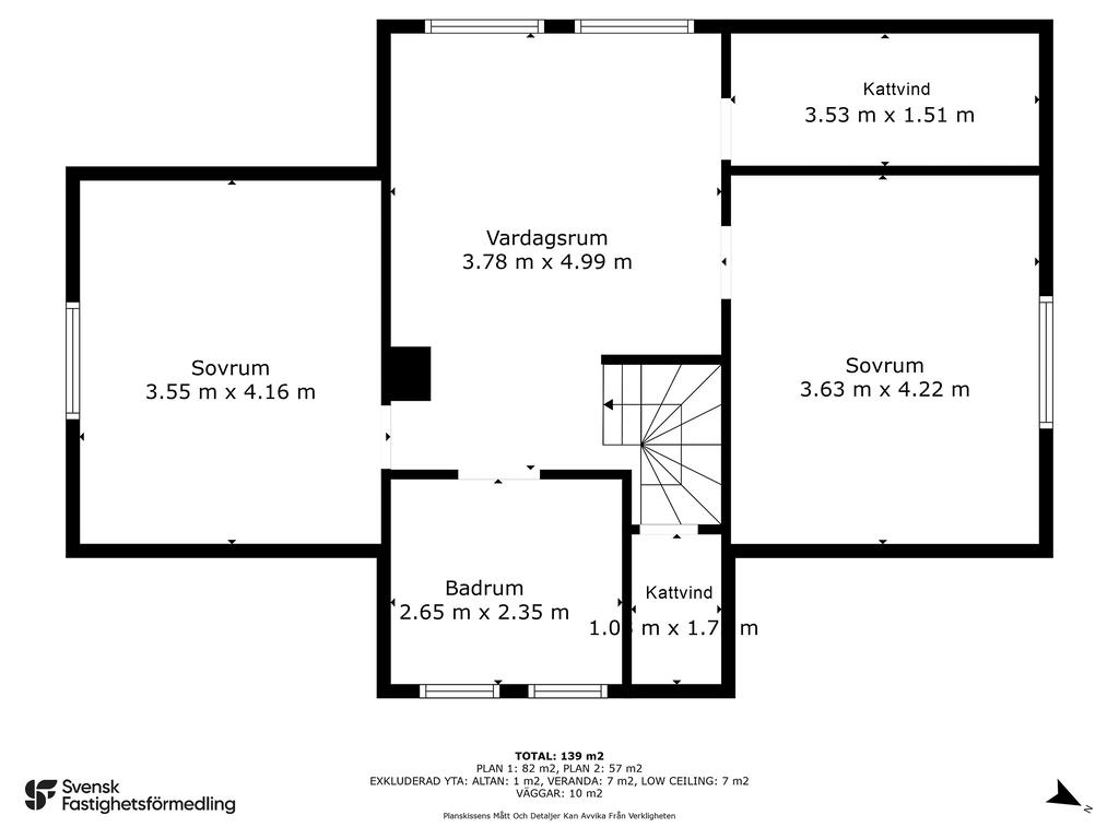 Planlösning Hus 1. Övre plan