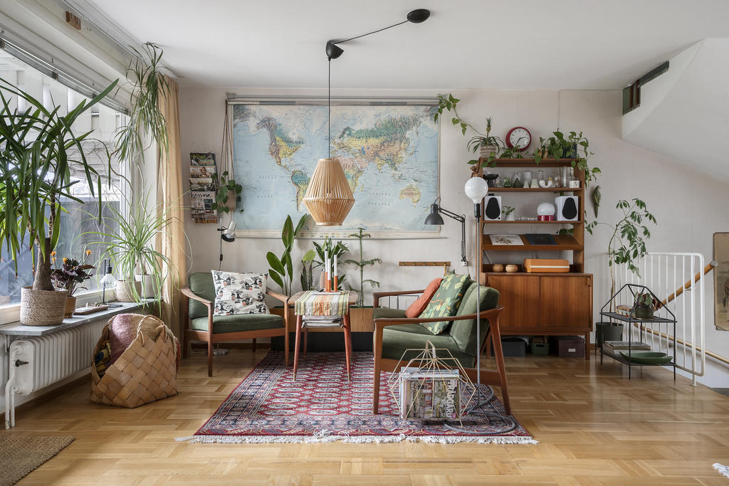 I vardagsrummet  ryms flera möbleringsalternativ