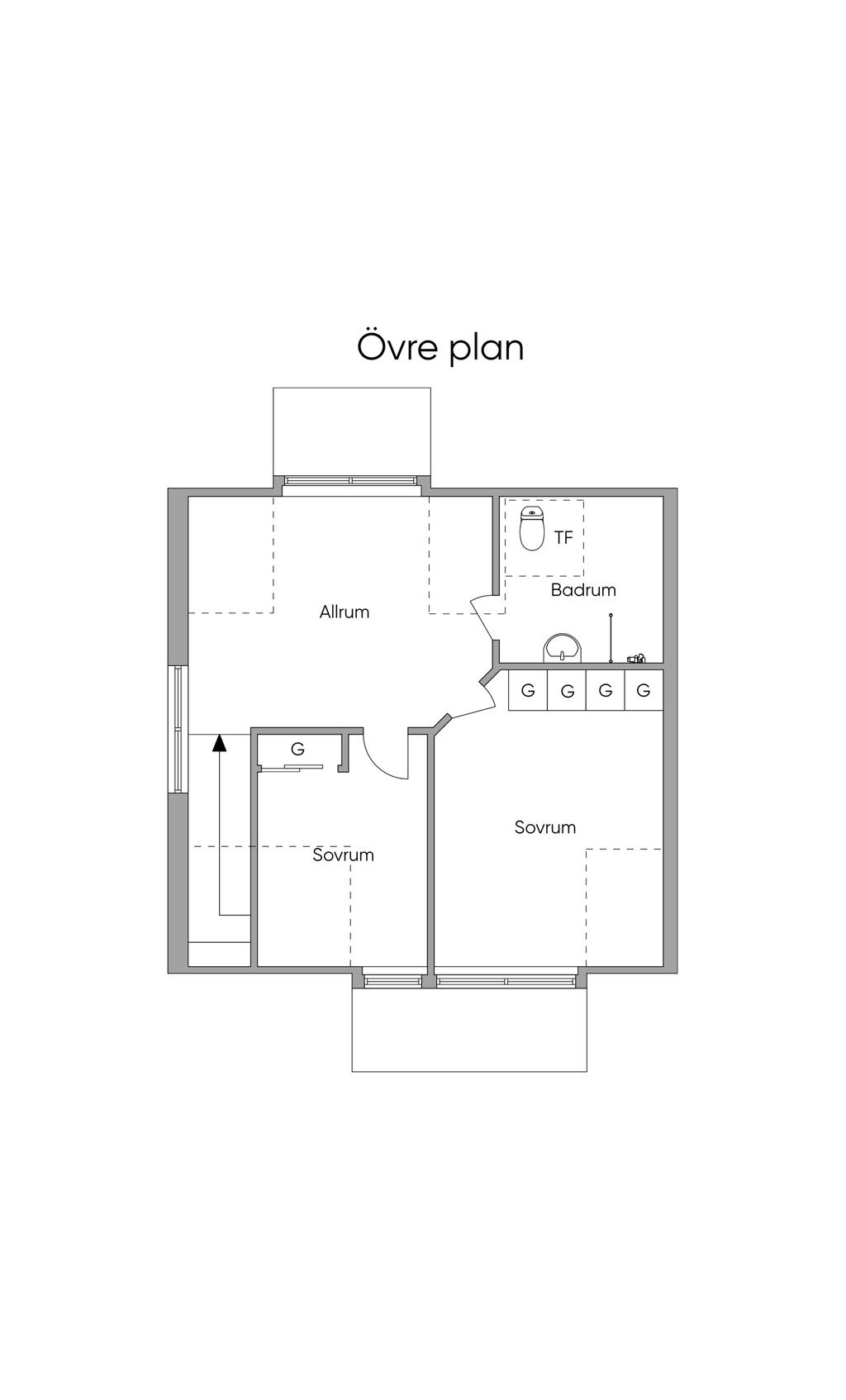 Planritning övre plan 
