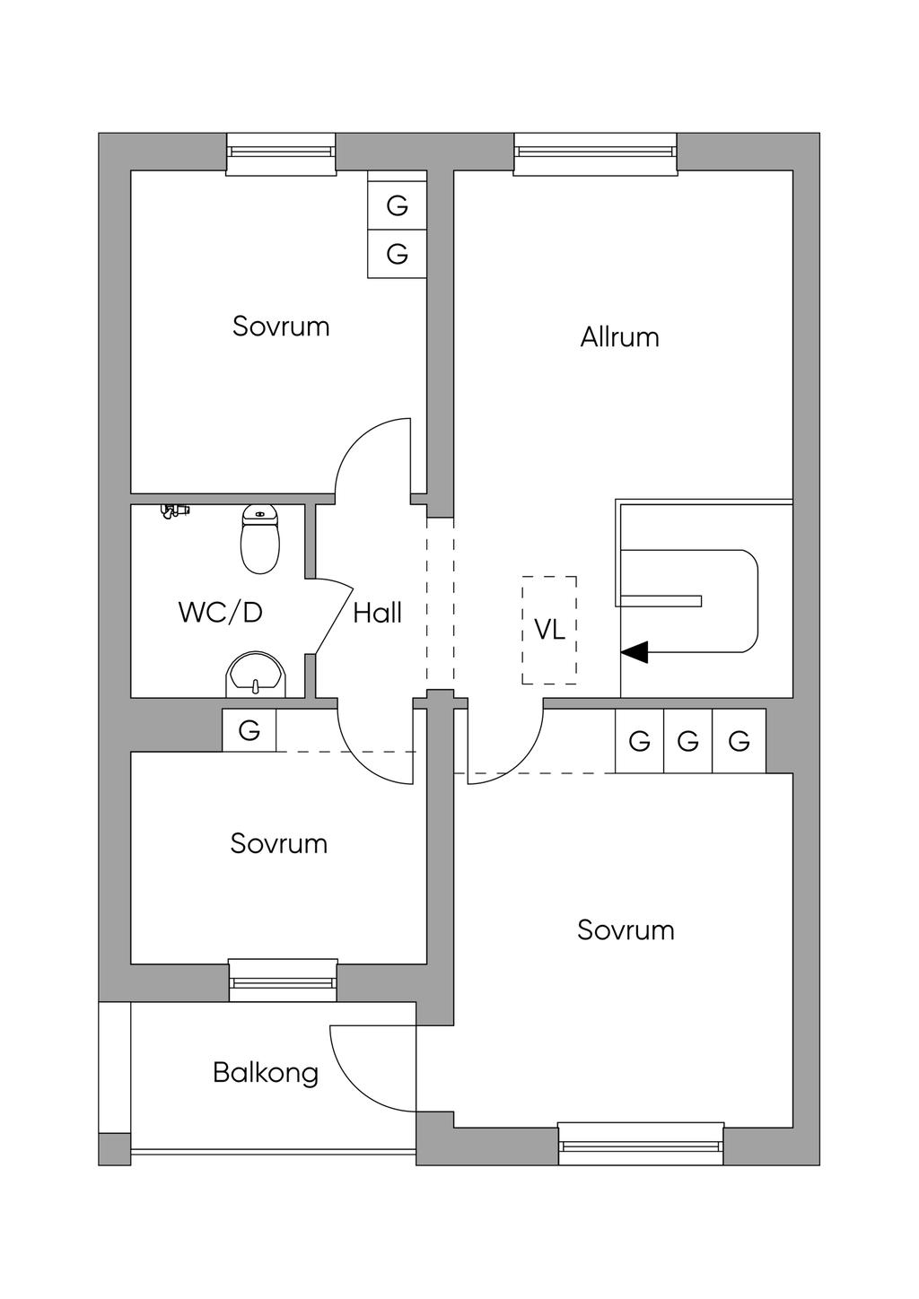 Planlösning övre plan