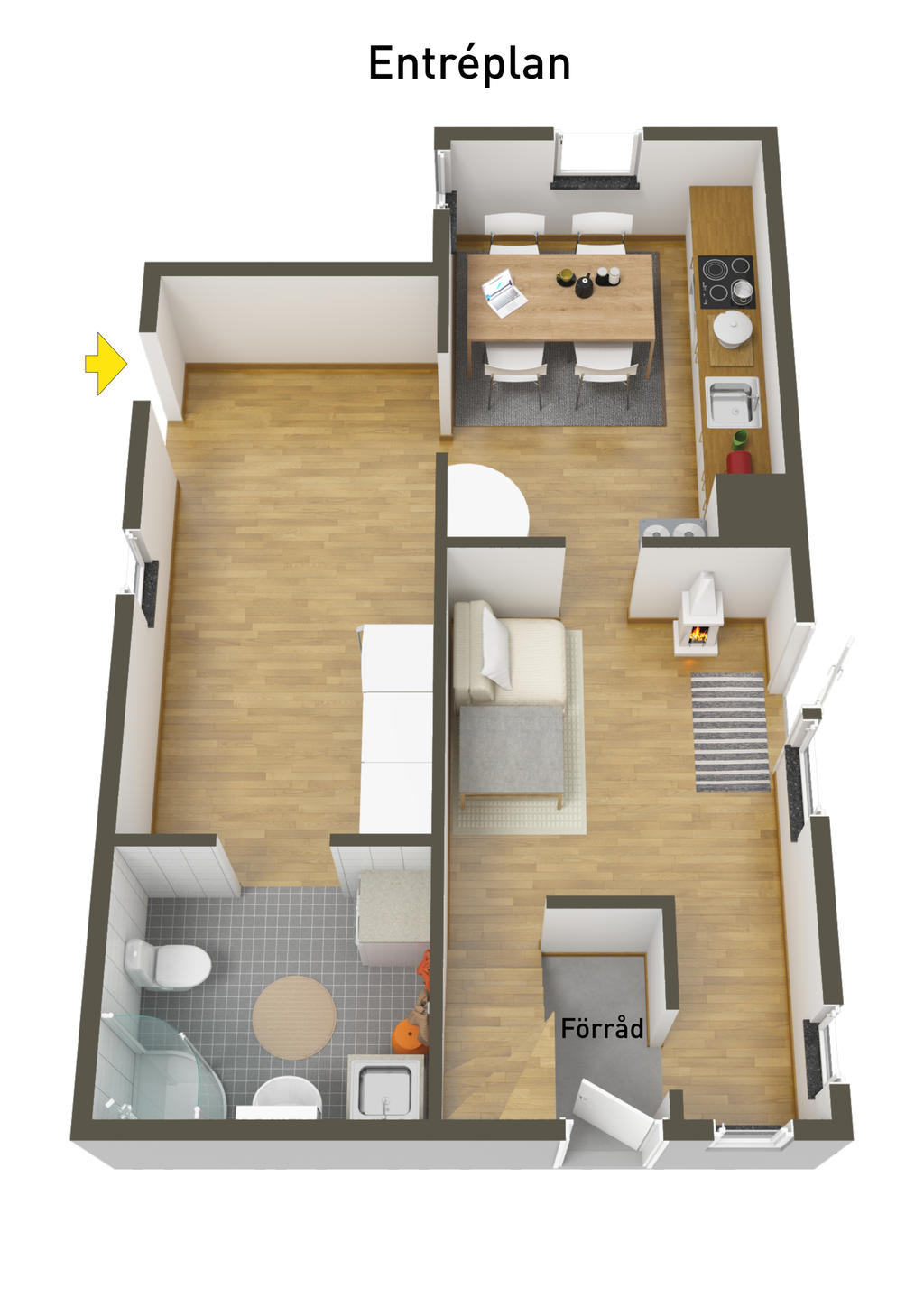 Planlösning entréplan 3D