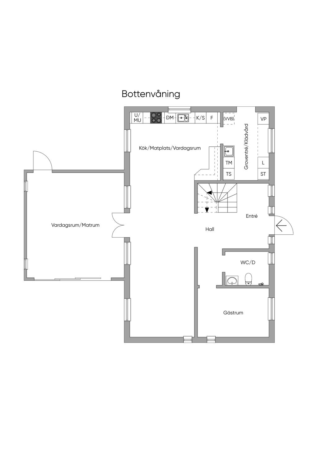 Planritning 2D, bottenvåning