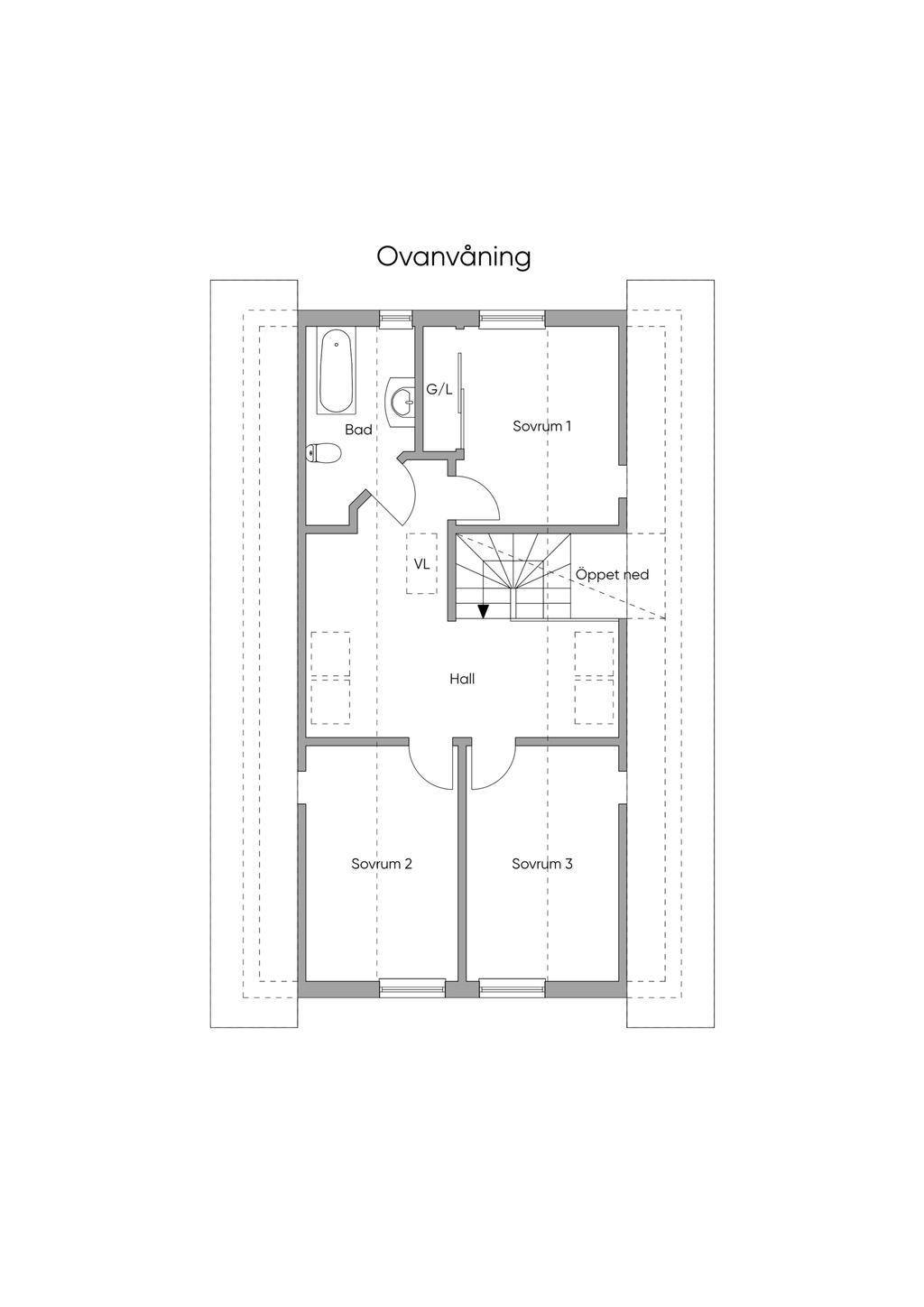 Planritning 2D, ovanvåning