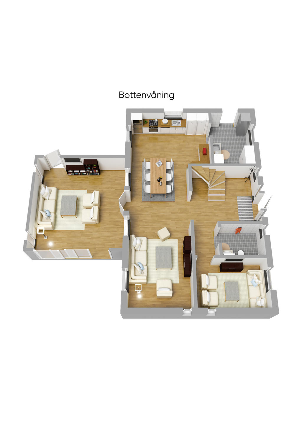Planritning 3D, bottenvåning