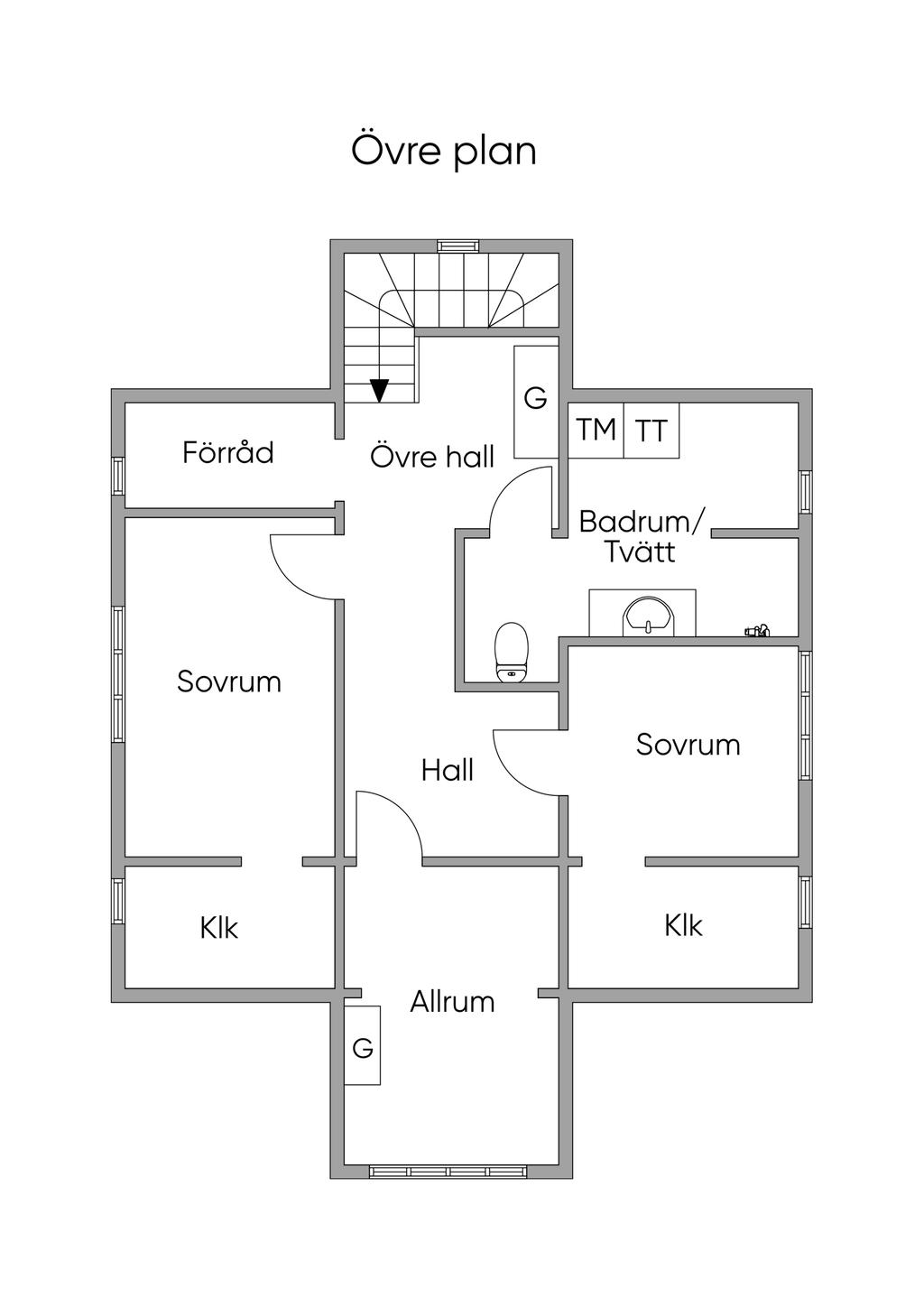 Planlösning Övre plan