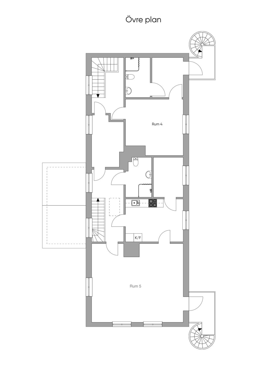 Huvudbyggnad: Övre plan