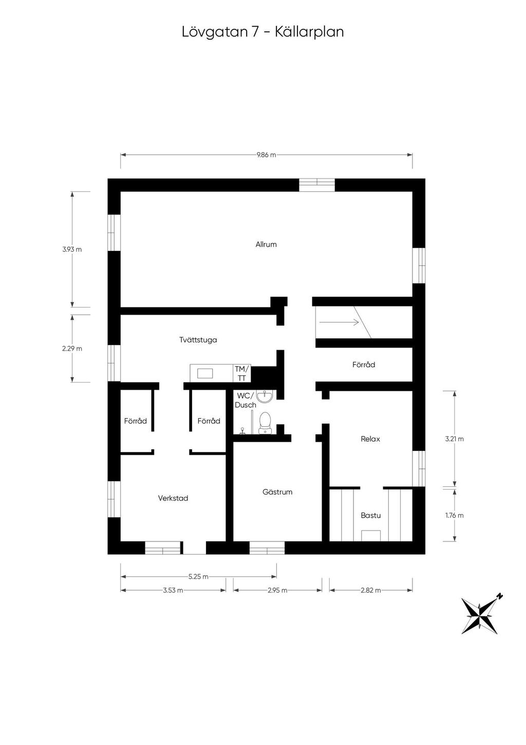 Planritning huvudbostad källarplan