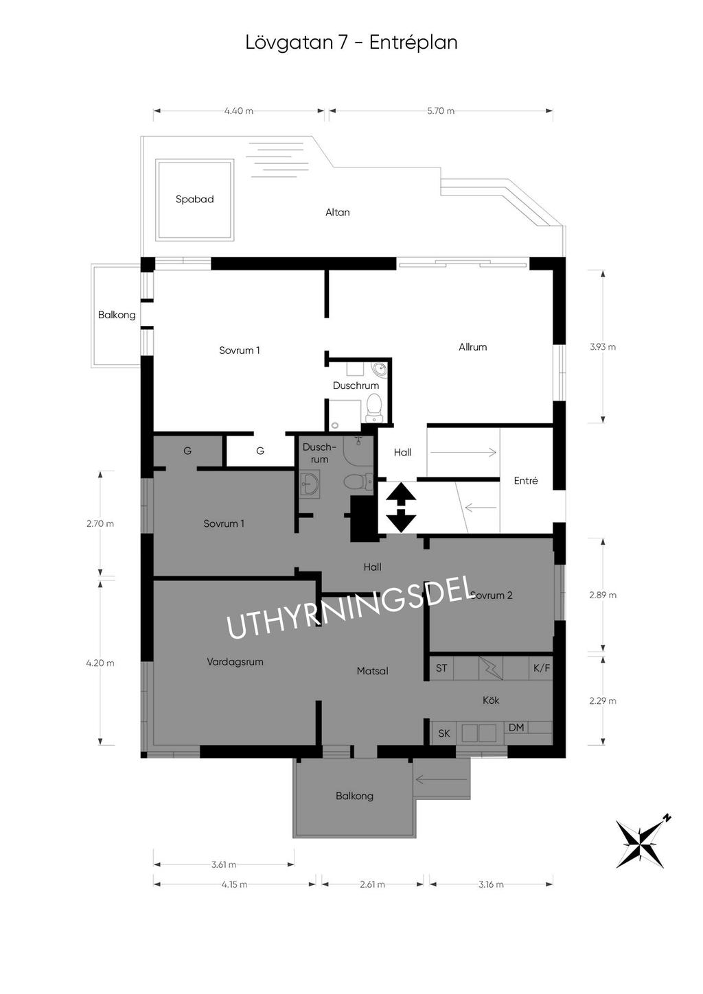 Planritning entréplan huvudbostad