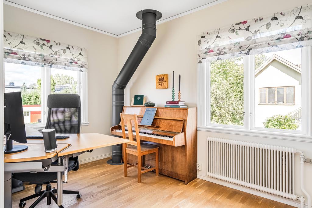 Sovrum med fönster i två väderstreck