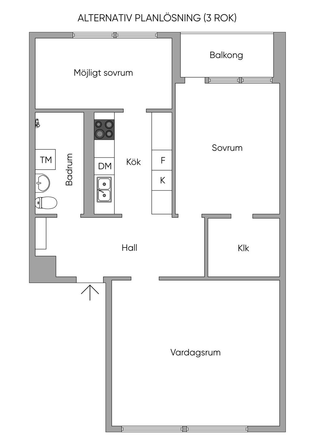 Alternativ planlösning (3 rok)