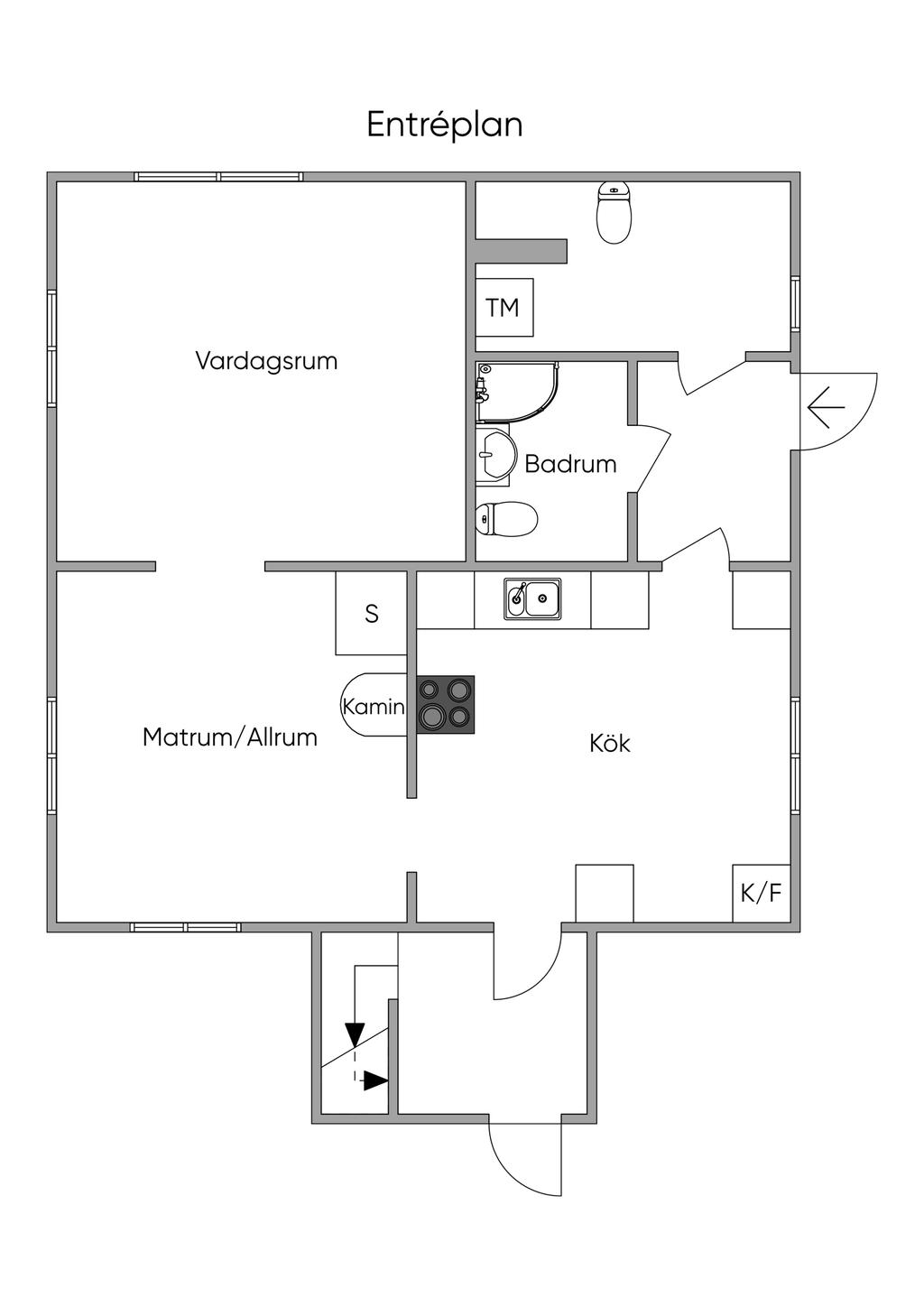 Planritning, entréplan. 