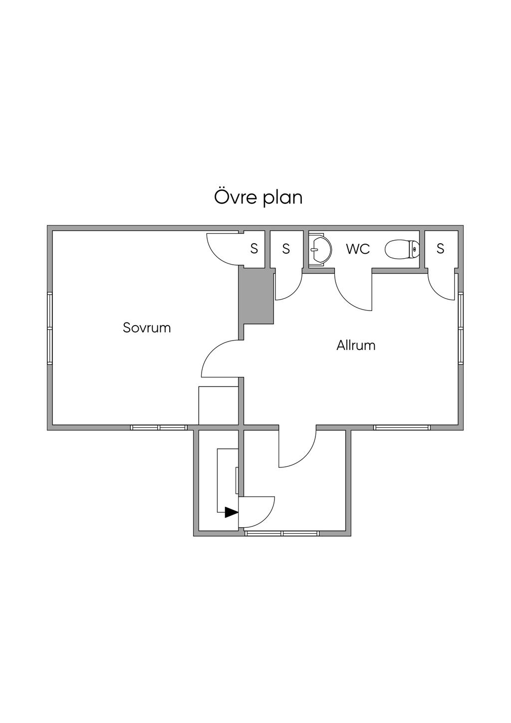Planritning, övre plan. 