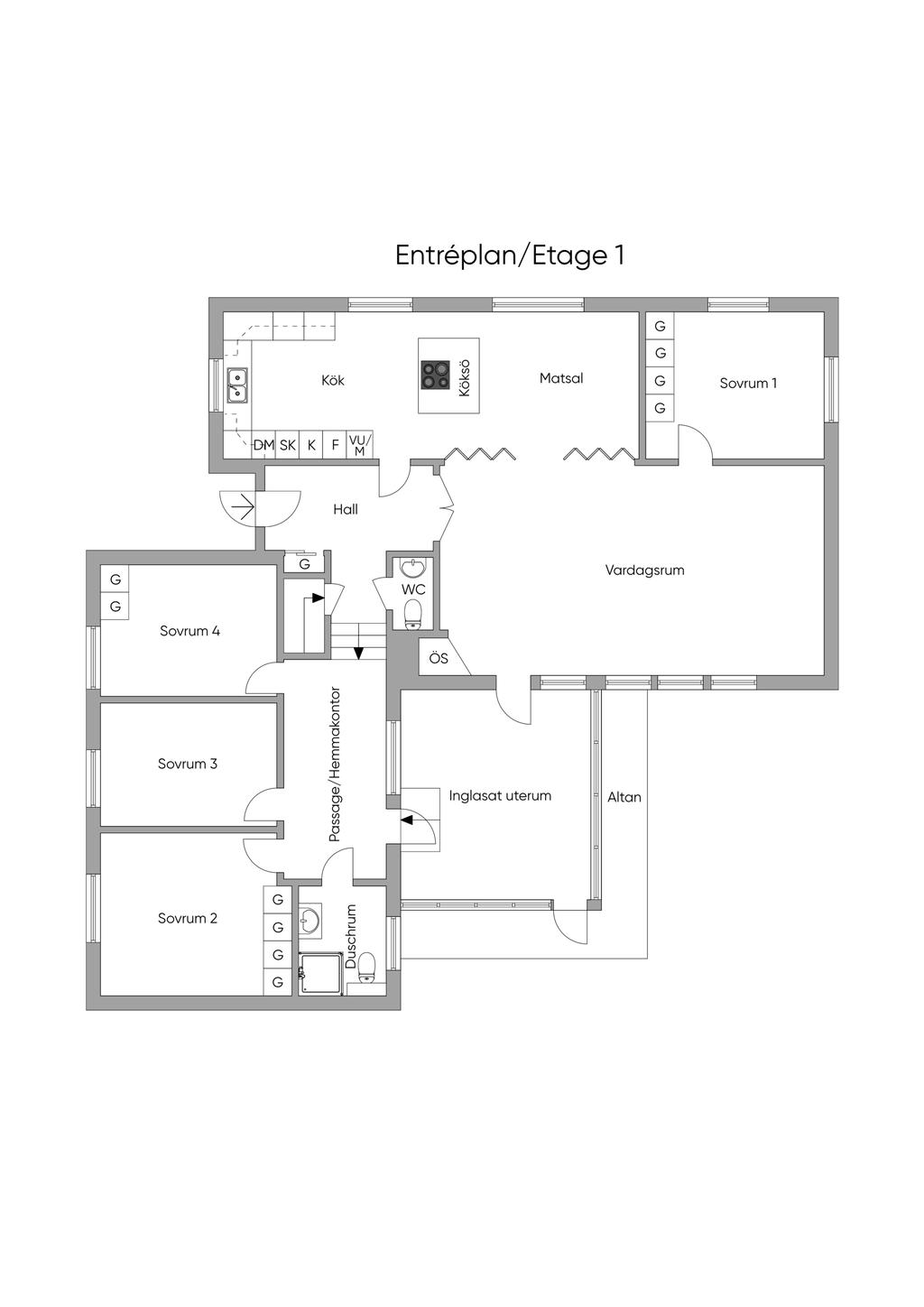 Entréplan och etage 1
