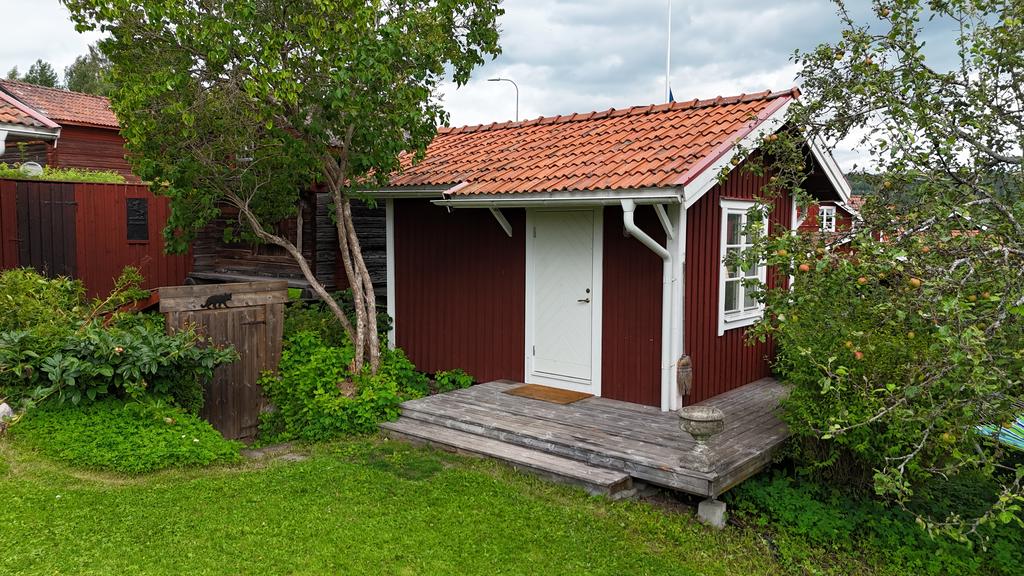 Jord-vinkällare och arkitektritad och påplats-byggd gäststuga. 