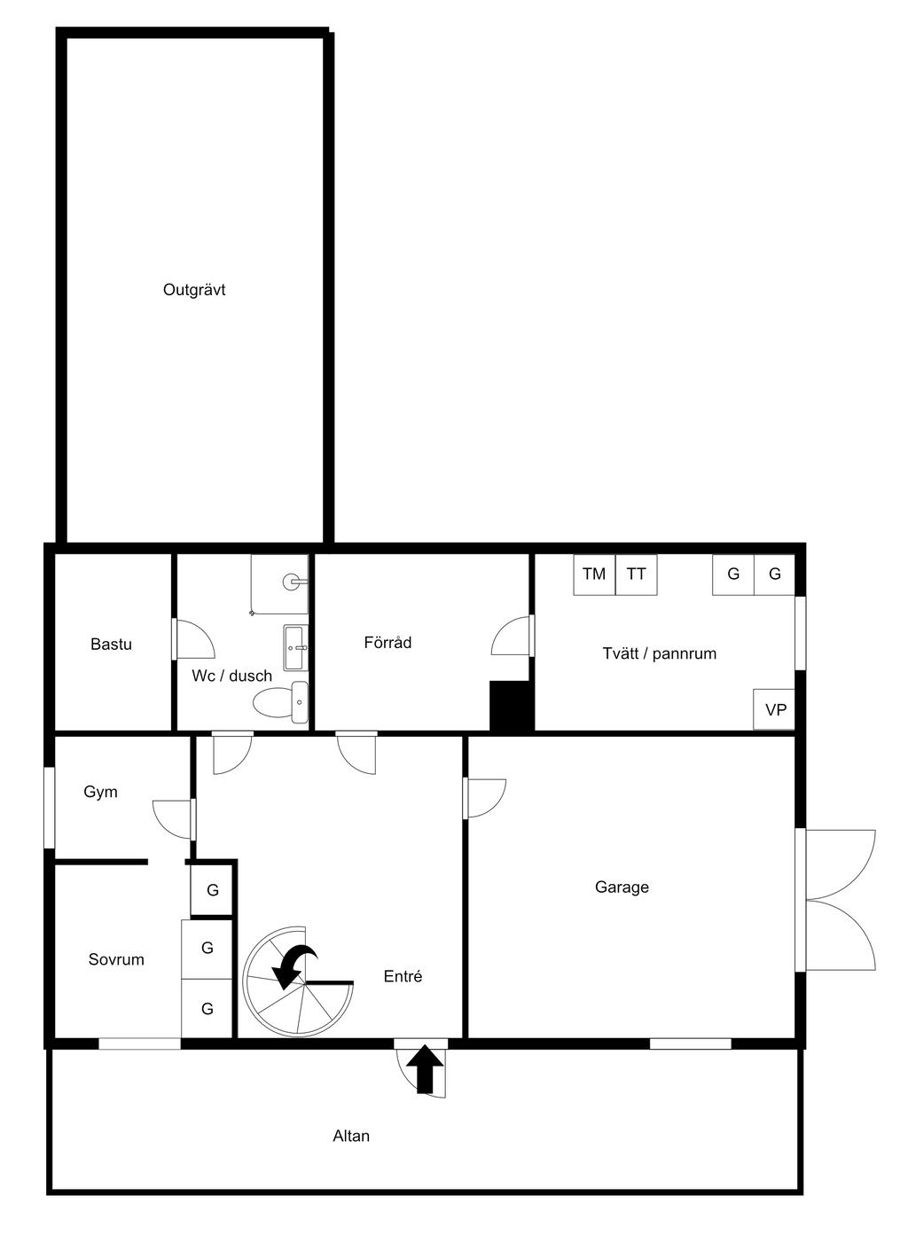 Entréplan/souterängplan