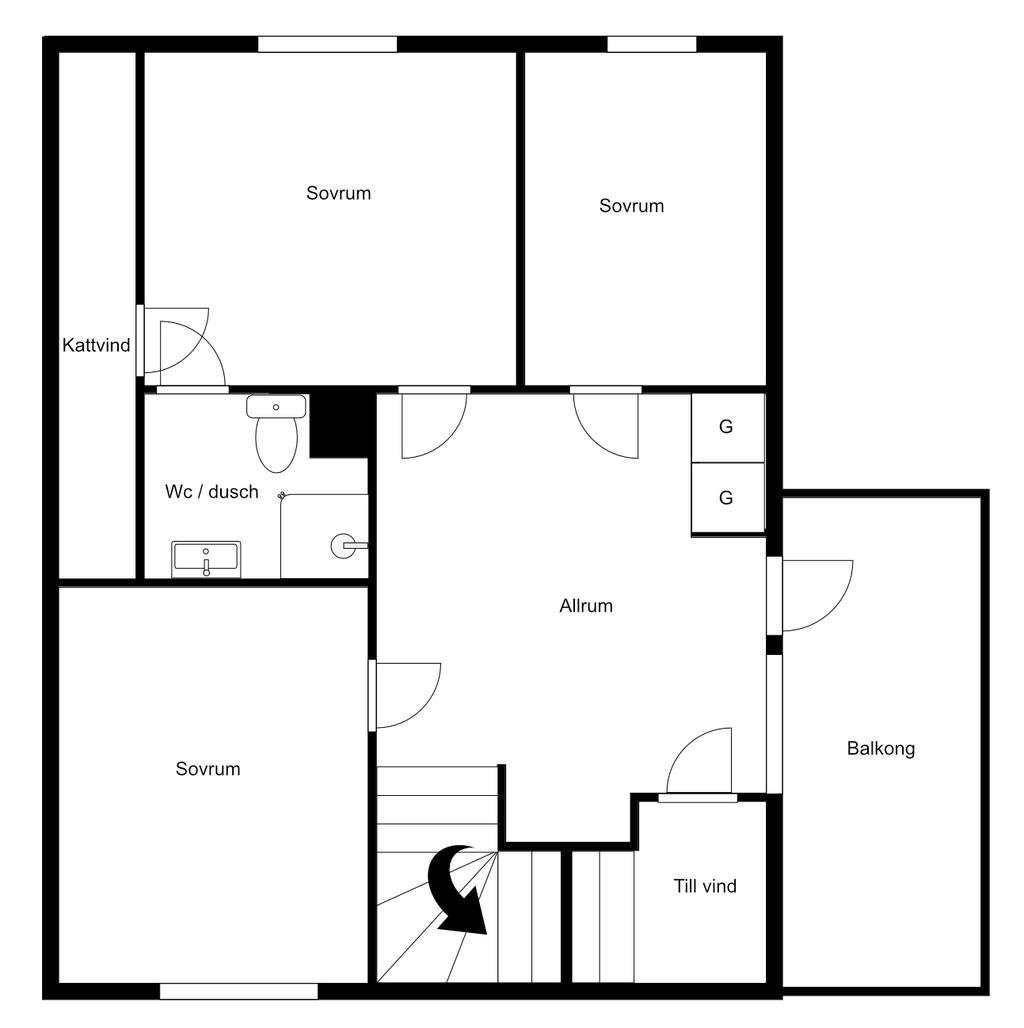 Planritning övre plan