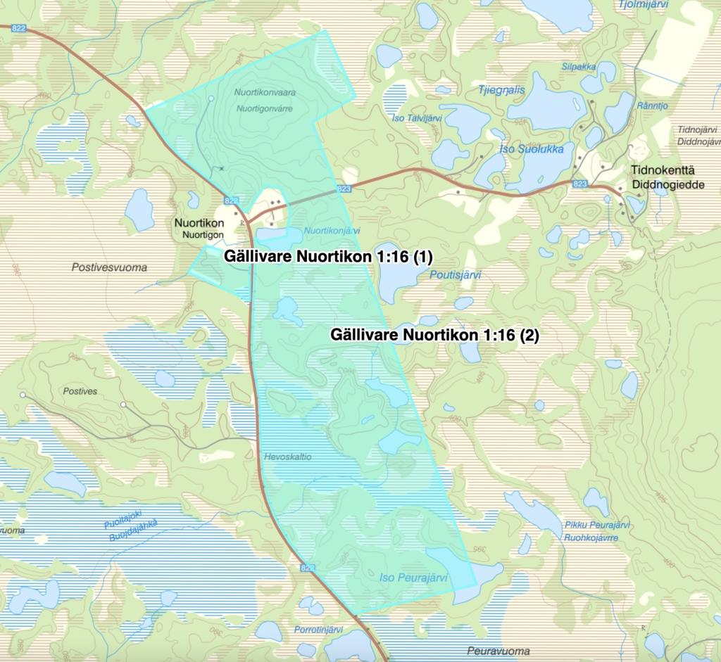 Väg upp till Nuortikonvaara är servitut för SVEA-skog samt Telia.