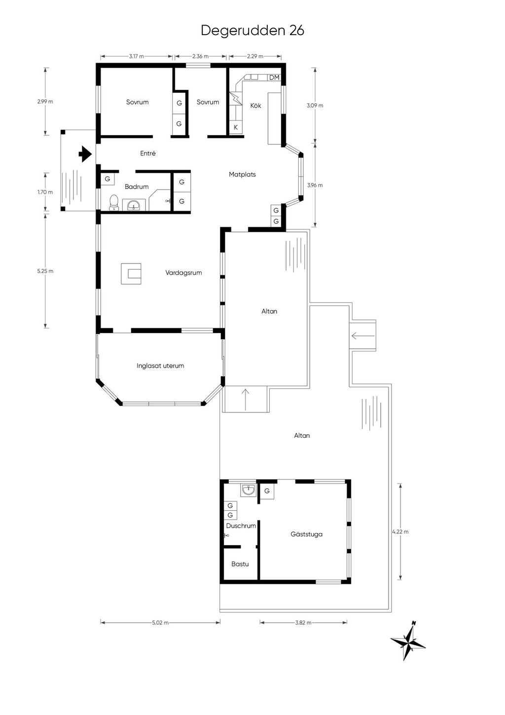 Planritning boningshus och gäststuga