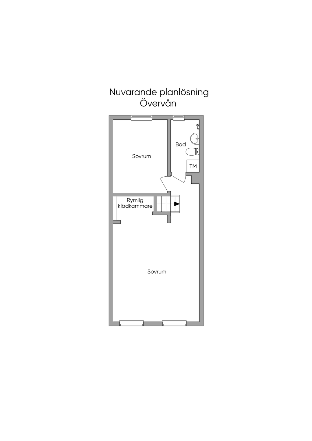 Nuvarande planlösning övre plan