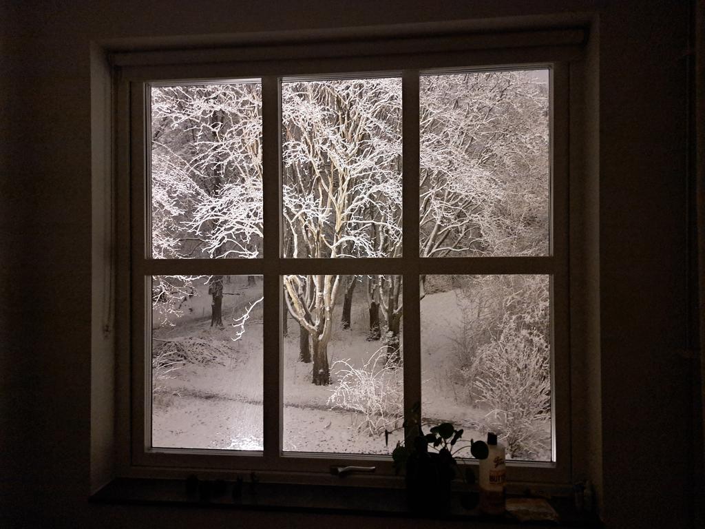 Säljarens egna vinterbild från sovrummet.