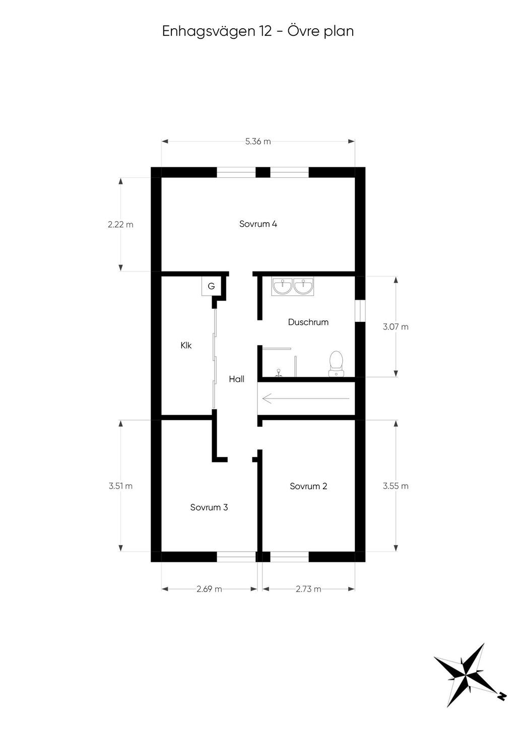Planritning övervåning