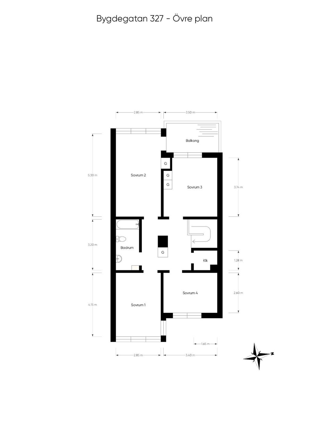 Planritning övervåning
