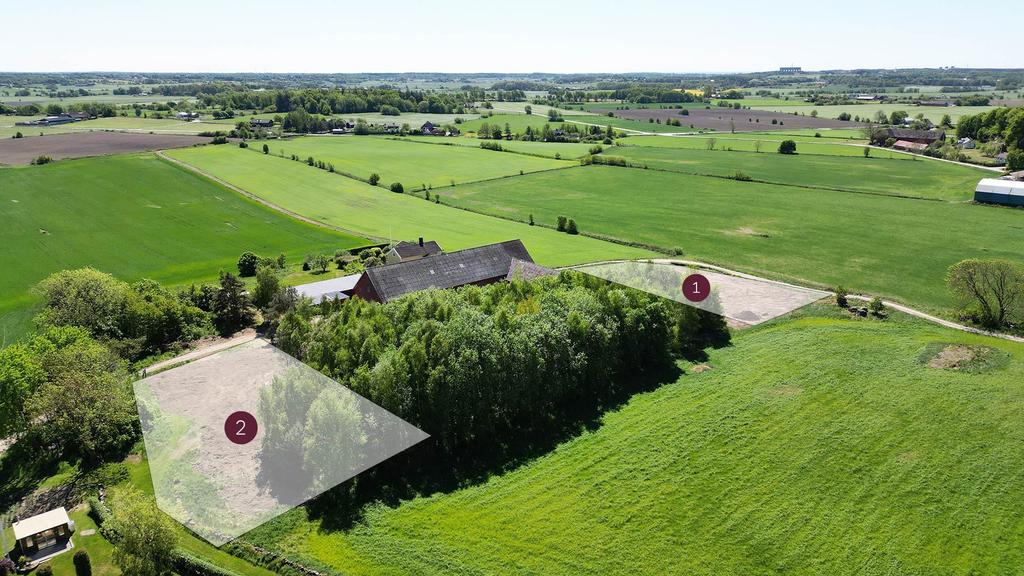 Drönarbild med tomtmarkering