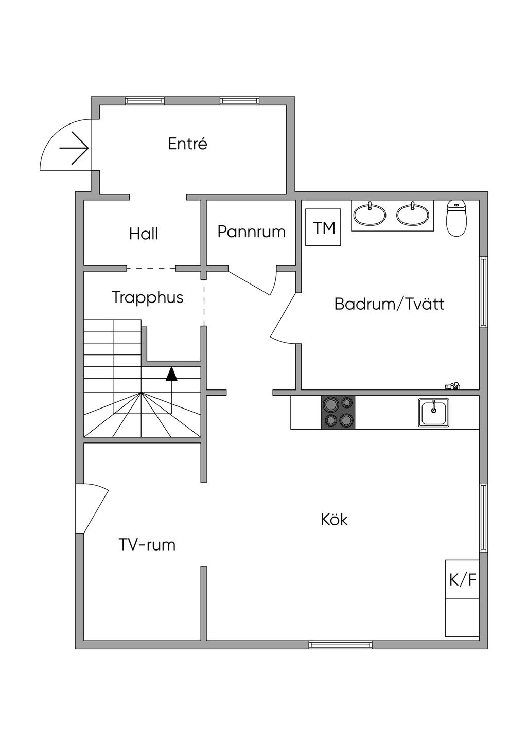 Planritning entréplan (ej skalenlig)
