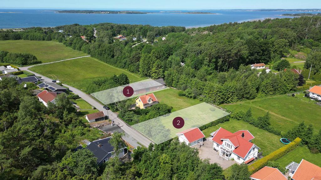 Drönarbild med tomtmarkering
