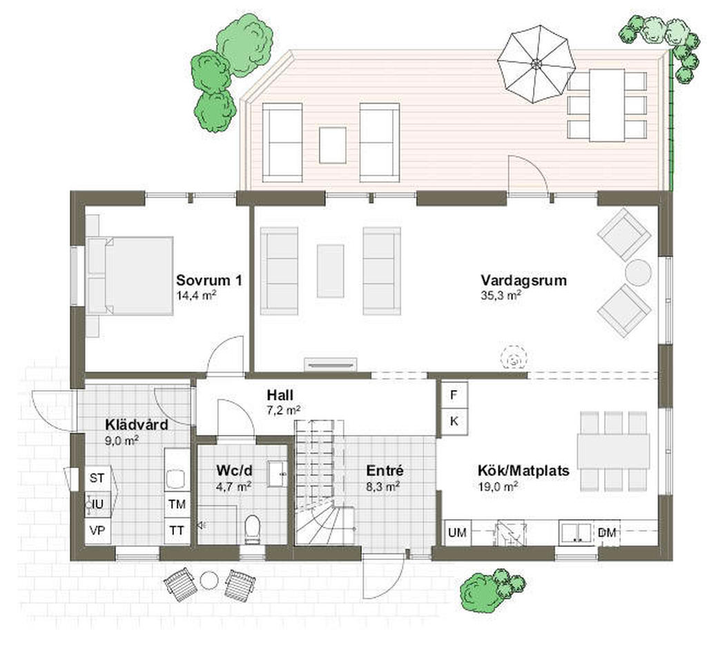 Planlösning villa Ängalyckan 