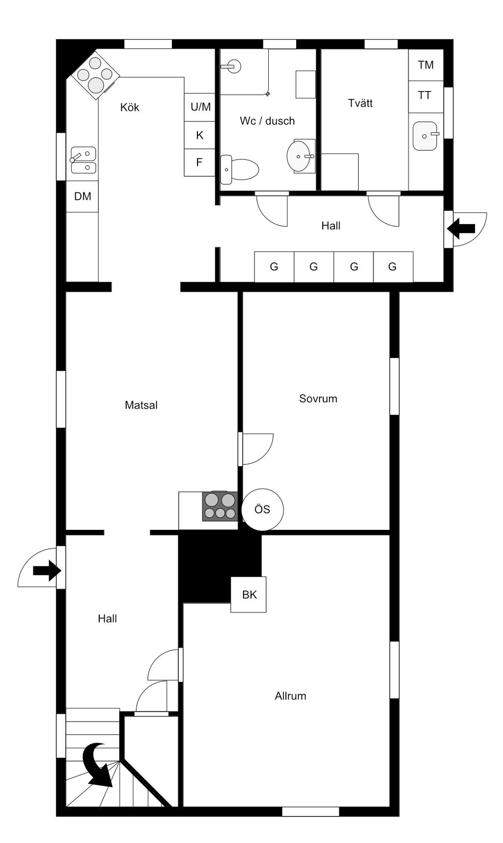 Planritning entreplan