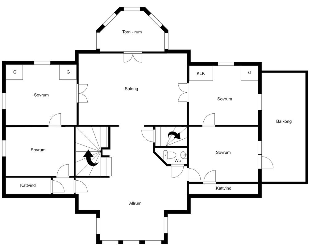 Planlösning övre plan