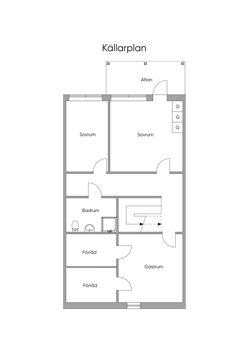 Planlösning nedre plan