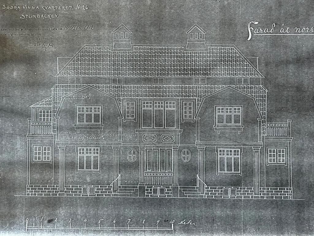 Ritning av den norra fasaden 1912