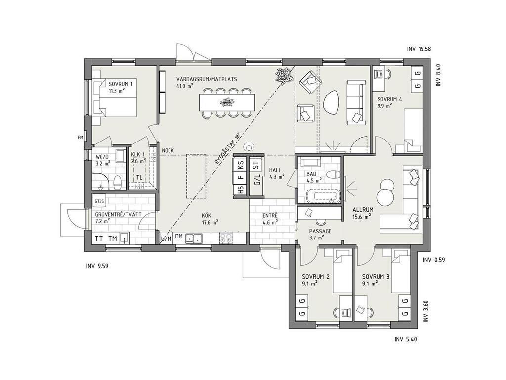 Planritning för hustyp Smart 150