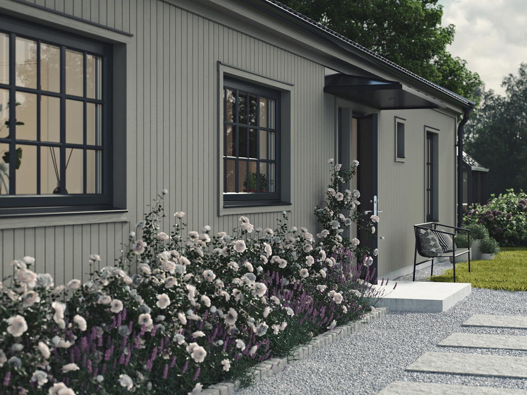 Bygg med Myresjöhus med olika valmöjligheter. Här presenteras en visionsbild med hustyp Smart 125. Se planritning och VR film för visionsvisning över hur huset kan komma att se ut.